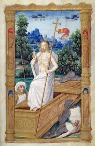 Fol.45r The Resurrection, fra Heures a l'Usage de Rome av French School